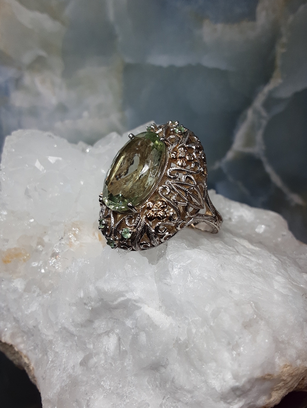 925, 14k Alexandrite, Prasiolite Ring. PRICE IS FIRM.